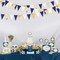30Ft Navy Blue Gold and Beige Party Decorations Royal Blue Gold Triangle Flag Pennant Banner Bunting for Graduation Birthday Wedding Bridal Shower Nautical Ahoy Achor Theme Party Decorations Supplies